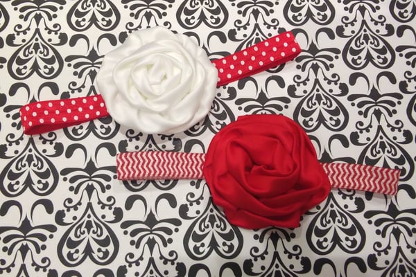 Image of ROCK BOTTOM BLOWOUT Rosette on Pattern elastic headband