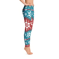 Image 2 of AK Snowflake Leggings - Teal/Red