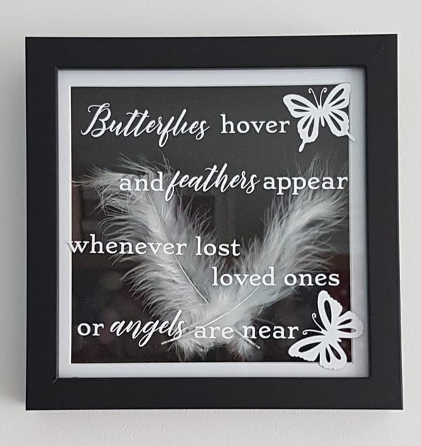 Image of Memory Frame - Butterflies Hover and Feathers Appear Whenever Lost Loved Ones or Angels Are Near