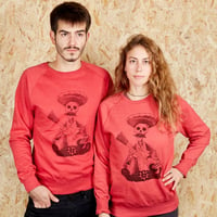 Image 1 of Day Of The Dead Unisex Red Sweatshirt (Recycled)