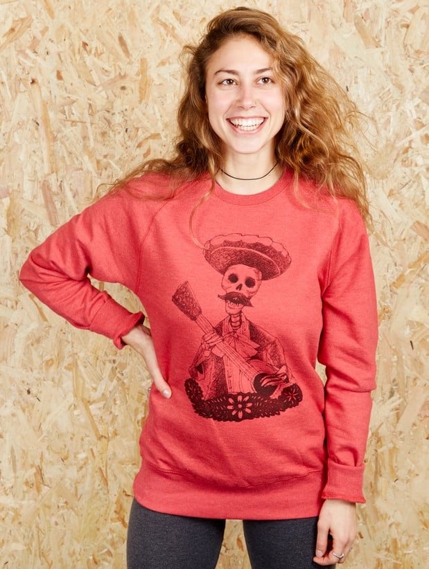 Day Of The Dead Unisex Red Sweatshirt (Recycled)