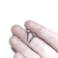 Image 3 of Tiny Dagger post earrings in sterling silver or gold