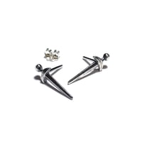 Image 2 of Tiny Dagger post earrings in sterling silver or gold