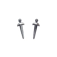 Image 1 of Tiny Dagger post earrings in sterling silver or gold