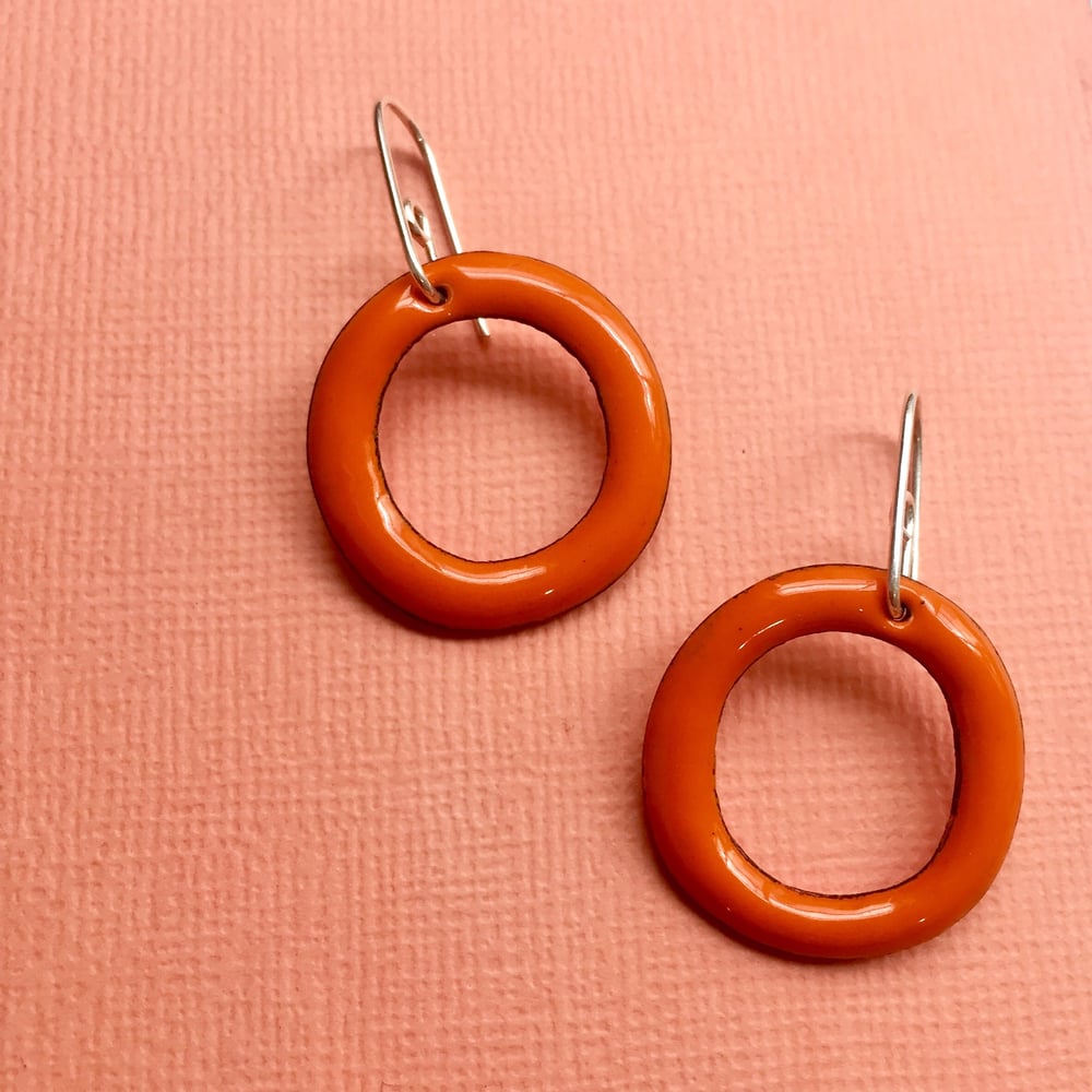 Image of Enamel hoops - small- Orange 
