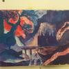 Castlescape fantasy painting. Acrylic on illustration board.