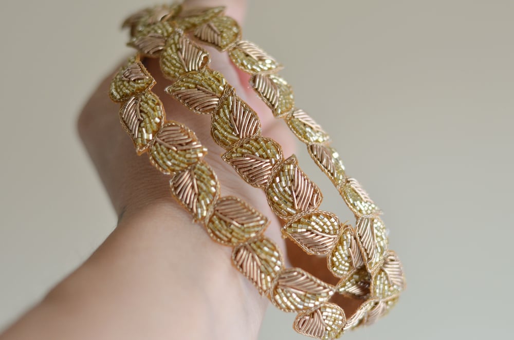 Image of Leaves and beads headband (gold)
