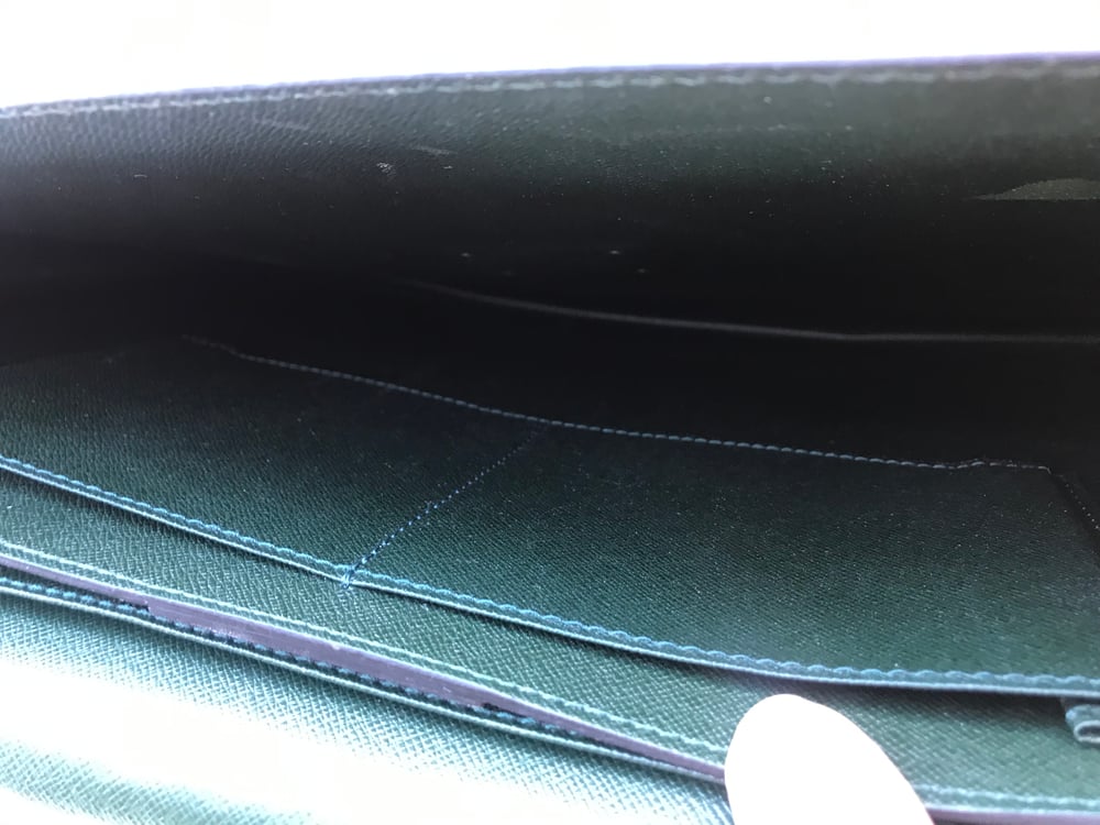 Image of Vintage Louis Vuitton Green Taiga Leather Serviette Kourand Briefcase 