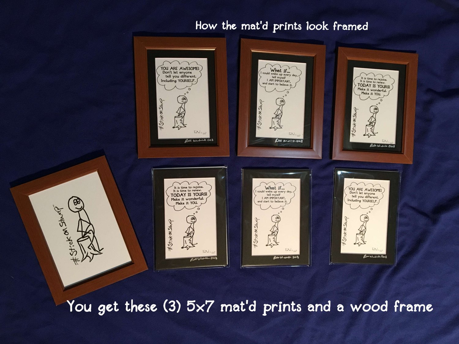 Image of 5x7 (4x6 mat'd) StickonStump Frameable Prints w/ frame