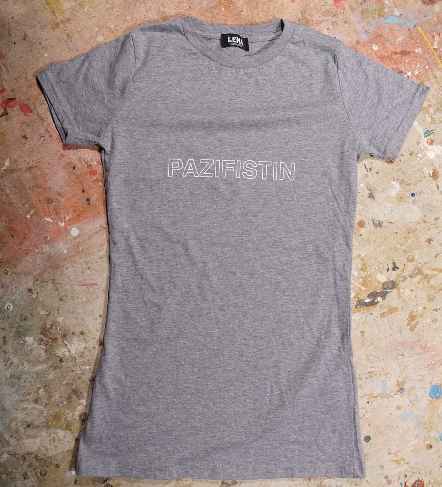 Image of Frauen T-Shirt PAZIFISTIN anthrazit oder grau meliert