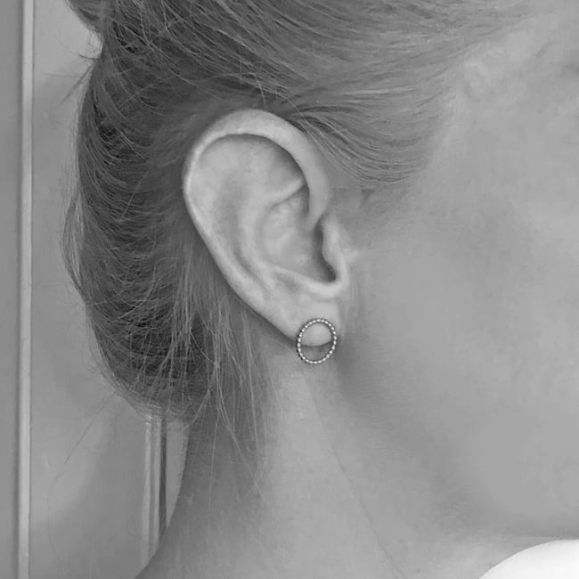 Large beaded silver circle studs