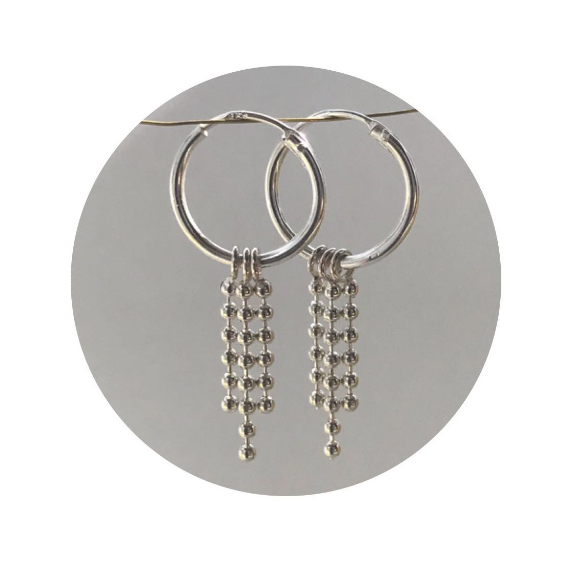 Image of Silver hoops with chain fringe