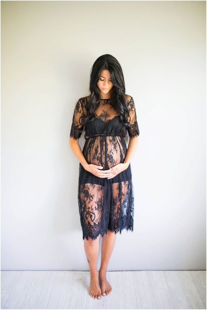 Image of Maternity Lace Dress - Black