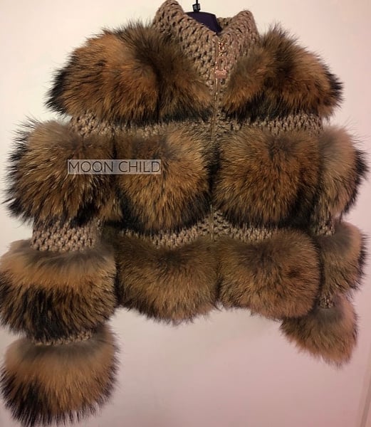 Image of Dolce Knitted Raccoon Fur Jacket 