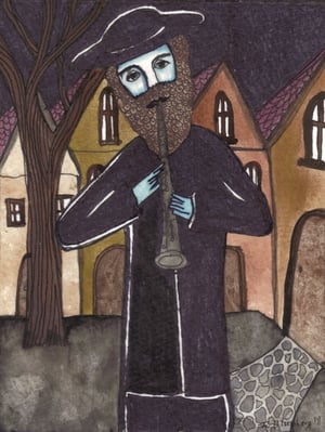 Image of Chanukah Card - Old World Klezmer Clarinet Player