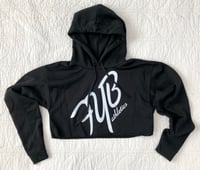 45° CROP TOP FLEECE HOODIE - BLACK