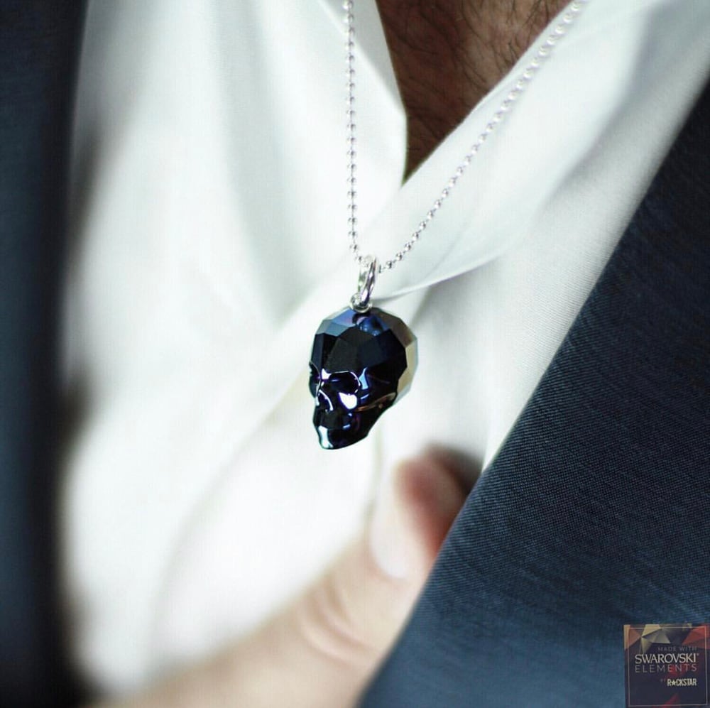 Image of Rockstar Night Blue Skull Necklace