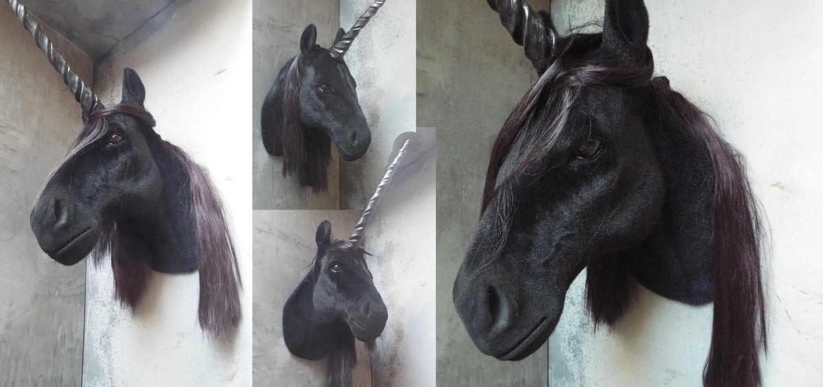 Image of Black Unicorn Sculpture