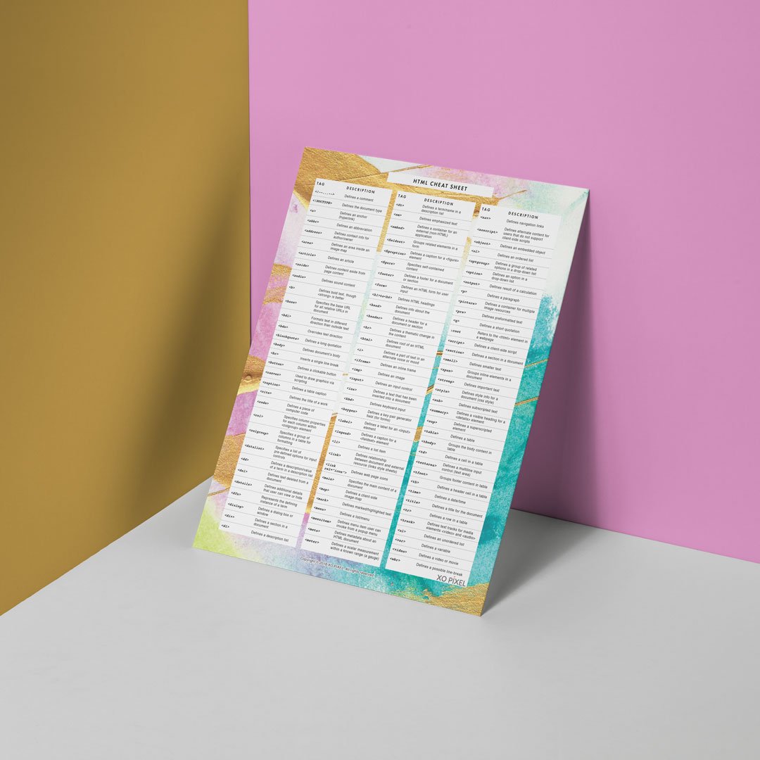 The Essential HTML5 & CSS3 Reference Sheet - Abstract Art | XO PIXEL