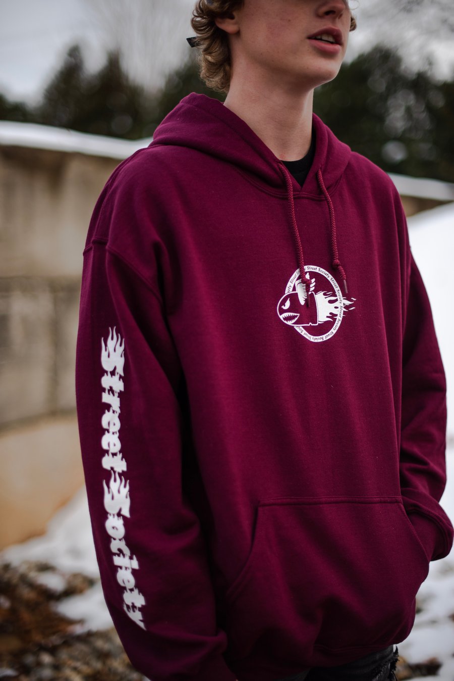 Image of Bullet Flame Hoodie Maroon