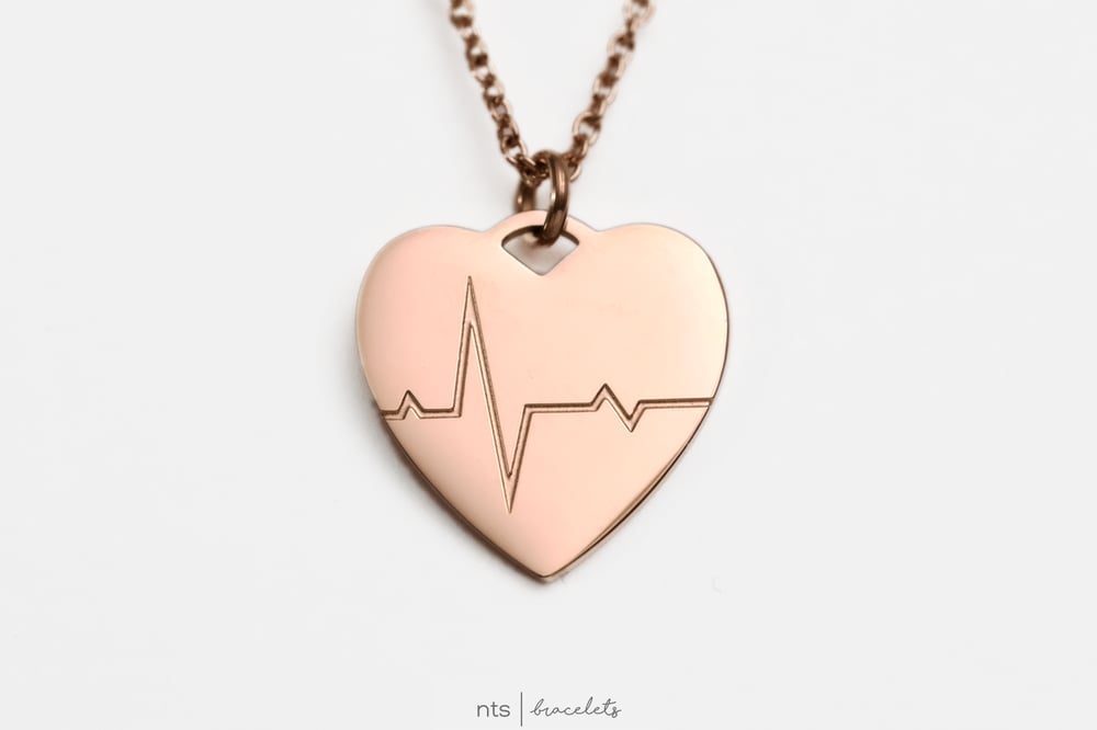 Image of EKG NECKLACE EMBRACE THE JOURNEY  (Heart + Rose Gold)