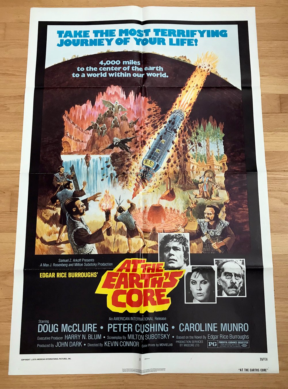 1976 AT THE EARTH'S CORE Original U.S. One Sheet Movie Poster