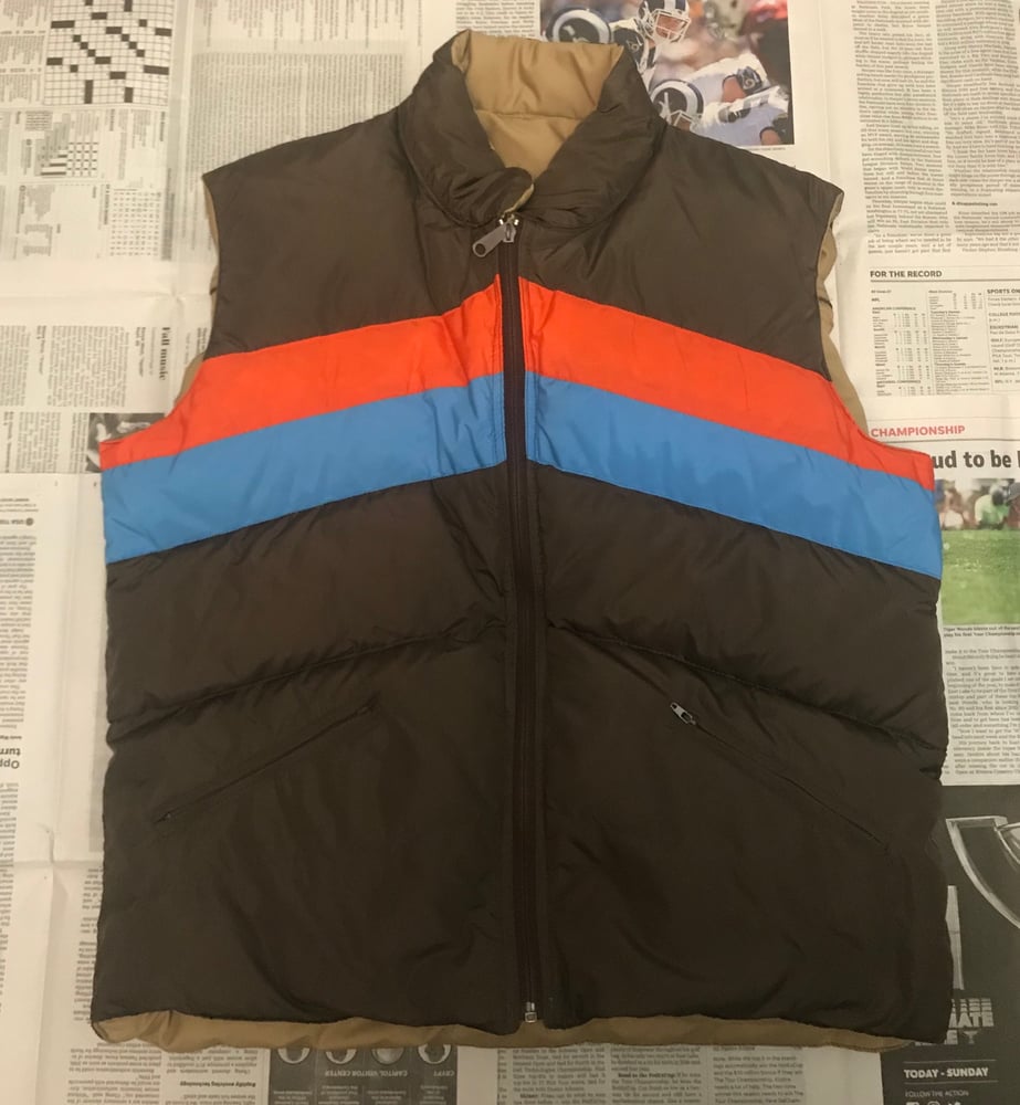 Image of Womens Brown Windbreaker Puffer Vest - L 