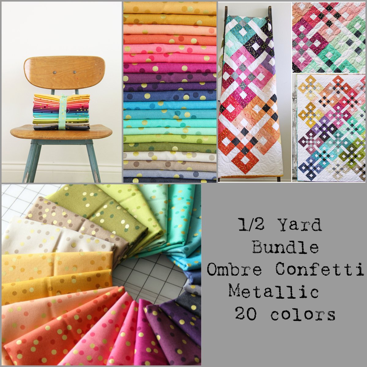V And Co 1 2 Yard Bundle Of V And Co Ombre Confetti Metallic