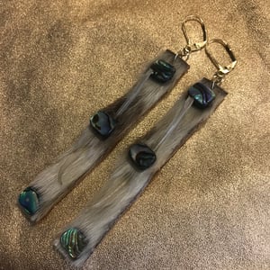 Image of Walrus Whisker, Sealskin and abalone earrings