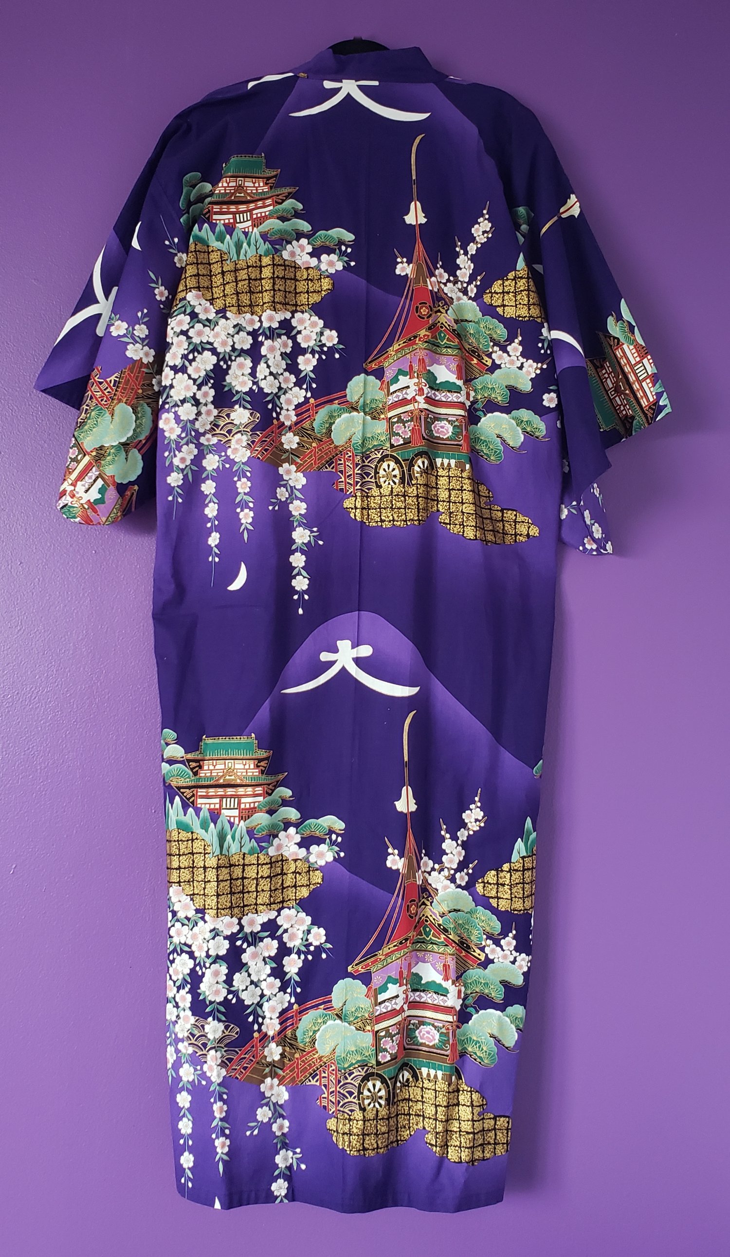 Image of Megumi Metallic Print Kimono Robe & Belt