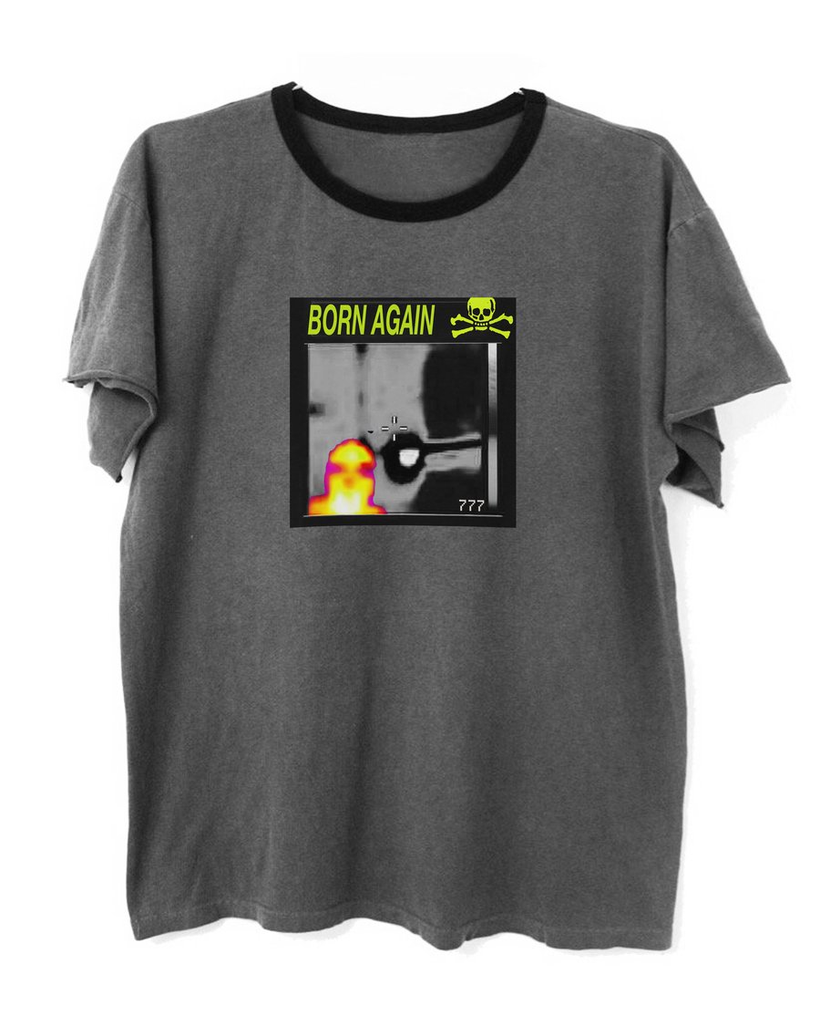 Image of BORN AGAIN RINGER TEE - GREY