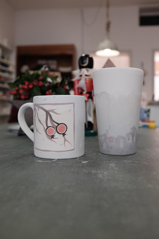 Image of Ceramic Christmas mugs.