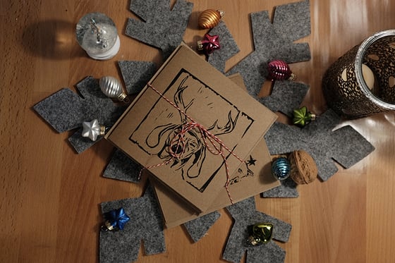 Image of Single Linocut christmas card