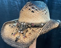 Image 2 of 2 Toned Black/Brown Cowboy Hat Cameo Crystal Band