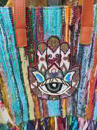 Image 5 of Frill Sari shoulder Bag / tote with leather straps