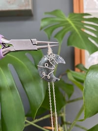 Image 2 of Moss Agate Silver  Moon Necklace