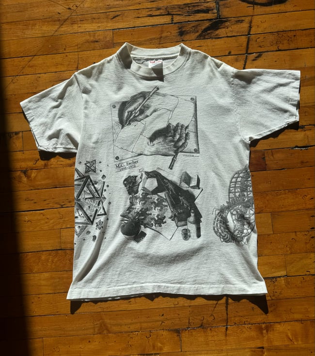 Vintage 90'S Sof Tee By Jays M.C.Escher AOP/ Full Print
