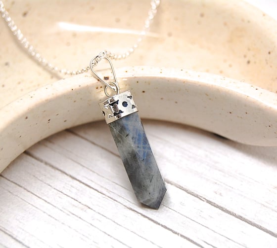 Image of Silver Labradorite Point Necklace