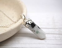 Silver Rainbow Moonstone Point Necklace