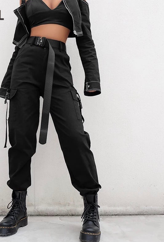 Image of TARZANA black cargo pants