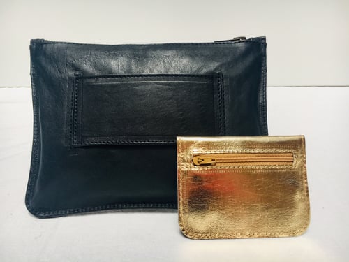 Image of SMALL CLUTCH - BLACK/GOLD LEATHER - 'REBEL REBEL'