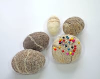 Wet felted pebble pin cushion project