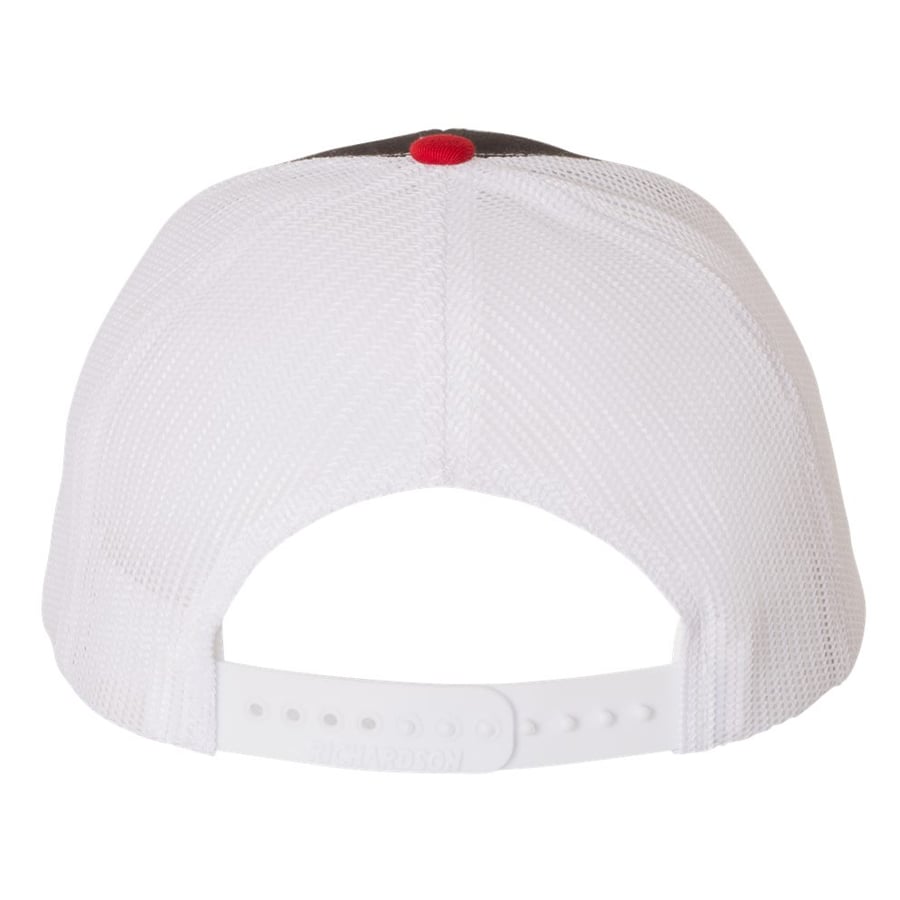 BW BLK/RED/WHITE TRUCKER HAT - 112