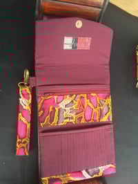 Image 4 of Kimiya Wallet-Plum magenta snakeskin Ankara African Print