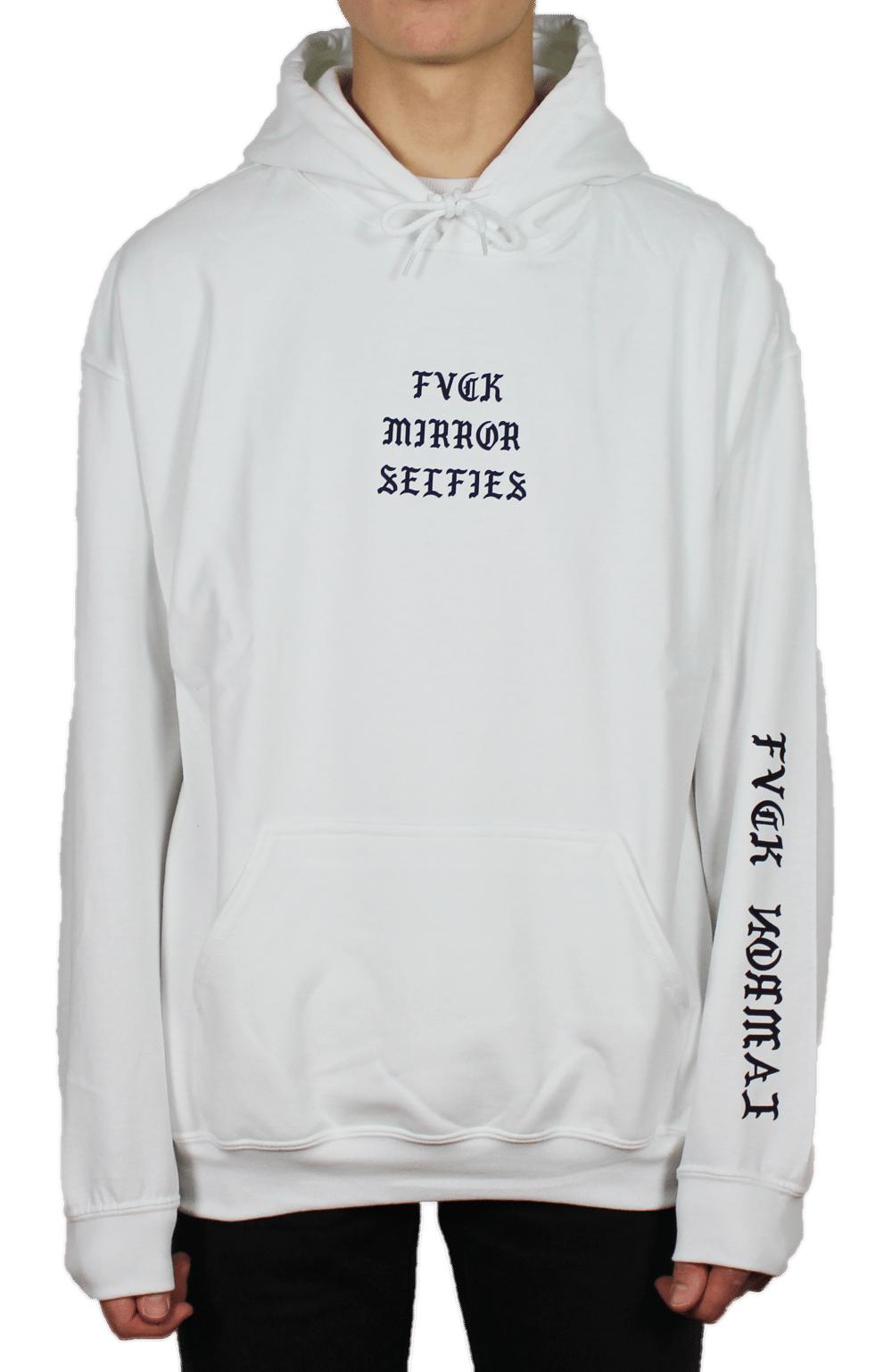 Image of White Fvck Mirror Selfies Hoodie