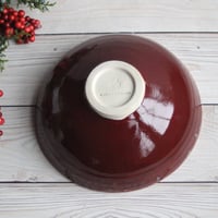 Image 5 of Gorgeous Serving Bowl in Beautiful Green and Crimson Glazes Handmade Stoneware Pottery Made in USA