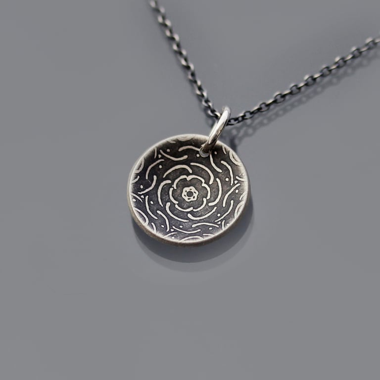 Tiny Sterling Silver Peony Necklace Image 2