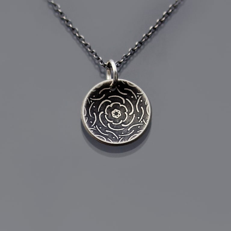Tiny Sterling Silver Peony Necklace Image 3