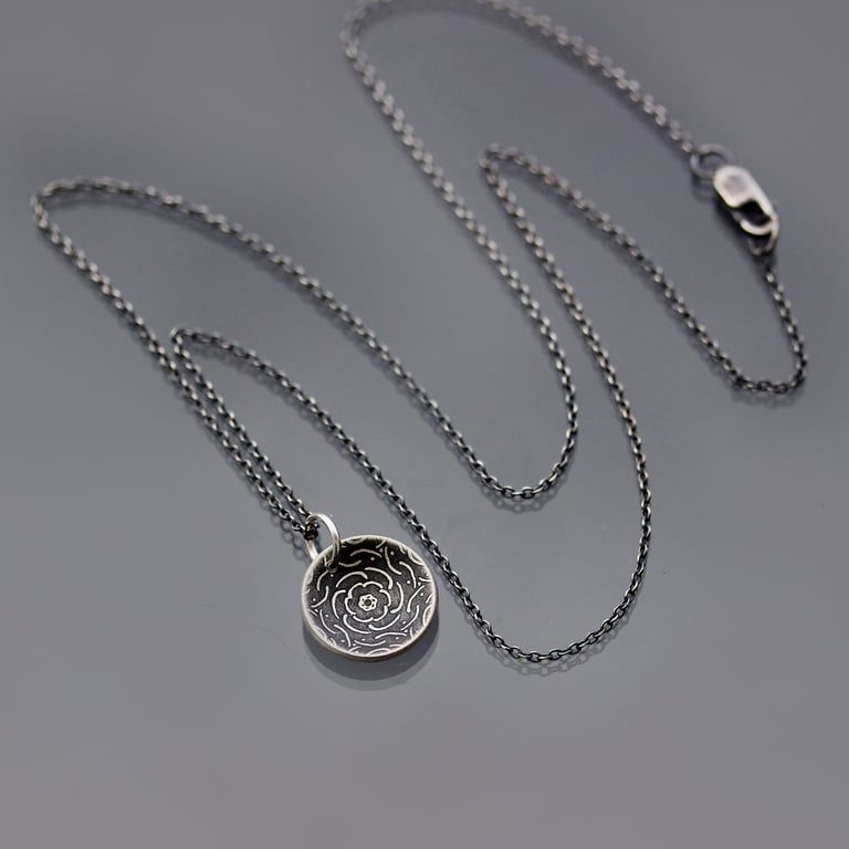 Tiny Sterling Silver Peony Necklace Image 5