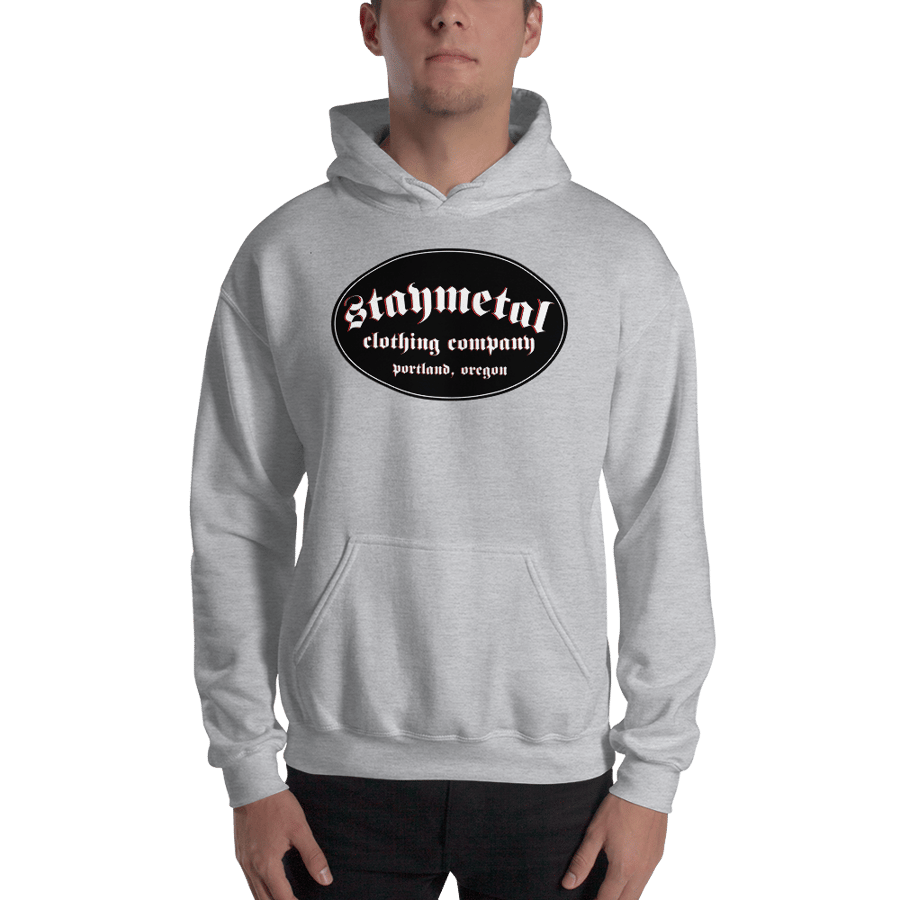 Image of Sport Gray STAYMETAL Gildan 50/50 Blend Hooded Sweatshirt - Free Shipping in United States! 